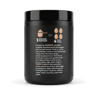 ARMINOS back label — one serving equals four whole eggs